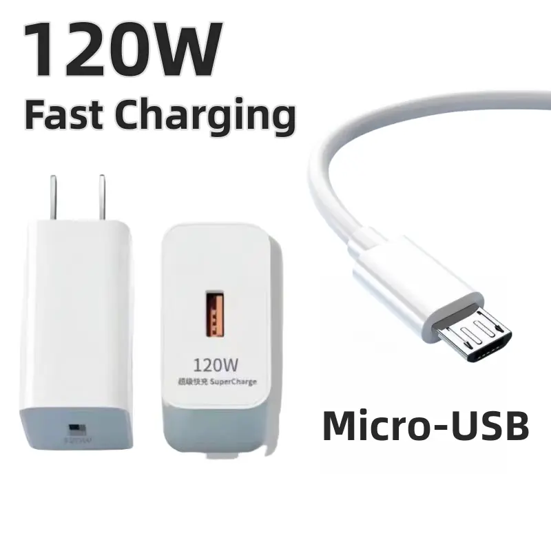 Original Micro Type C Charger Set 120W Super Fast For Huawei Xiaomi Fast Charging Cable Adapter Set