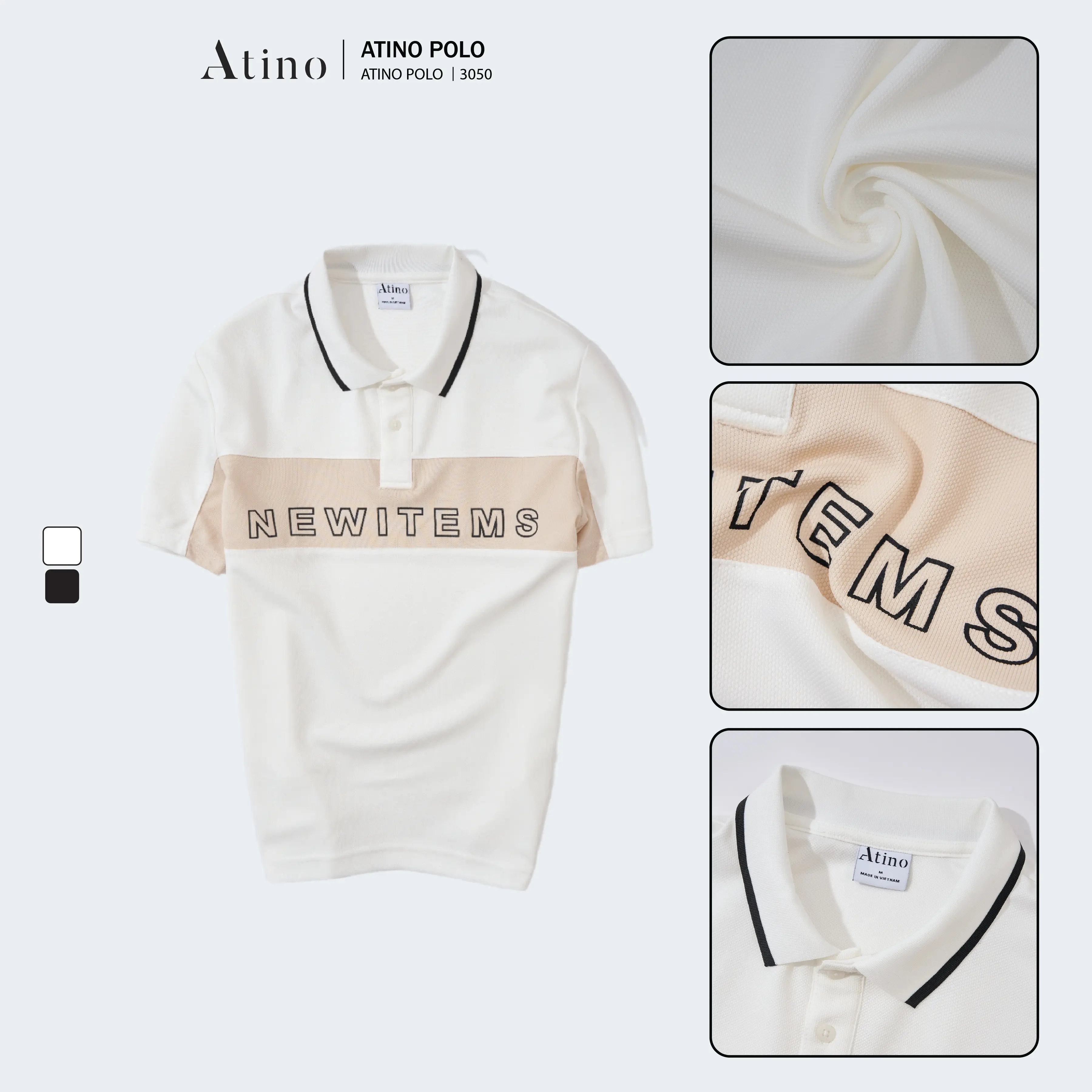 Áo Polo Nam NEWITEMS ATINO  L.2.3050 VN Menswear Top Cotton Shirt Tre