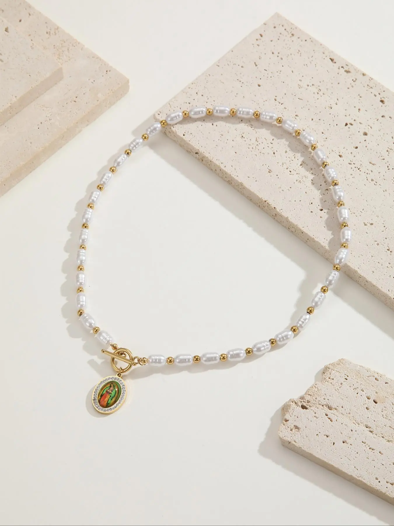 Elegant Faux Pearl Decorated Pendant Necklace for Women & Men, Stainless Steel Jewelry for Daily Wear, Fashion Jewelry for Party, Daily Clothing Decor, Trendy All-match & Exquisite Jewelry for Birthday Gift