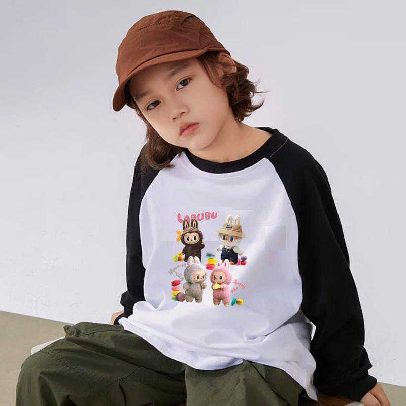 Áo Thun Cho Bé, Tay Dài Thu Đông, Áo Phông Bé Gái 10-40kg Họa Tiết labubu Xinh chất cotton , mềm, co giãn tốt (Hàng Y hình) 2