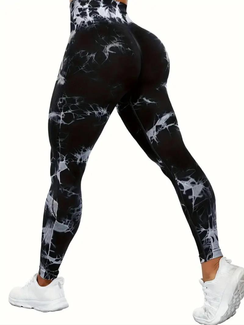 Product Introduction of Women's Tie Dye Print High Waist Sports Leggings, Sporty Comfy Breathable Seamless Skinny Pants for Yoga Gym Workout, Ladies Sportswear for All Seasons 5