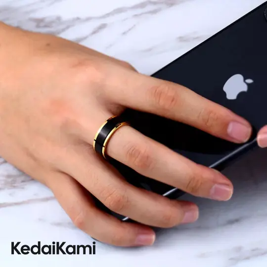 CINCIN TITANIUM PRIA WANITA COUPLE STAINLESS STEEL HITAM LIST EMAS 1