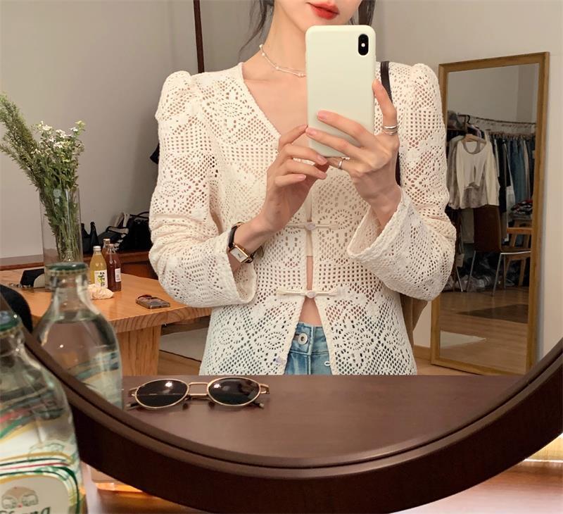 Product Introduction of Áo Cardigan Phong Cách Trung Quốc Mới, Cổ Tròn Mùa Xuân, Phong Cách Dân Tộc, Thiết Kế Khoét Lỗ Nhẹ Nhàng, Có Khóa Và Khe Hở Ren, Áo Sơ Mi Dài, Dành Cho Nữ Top Women Blazer Jacket 8