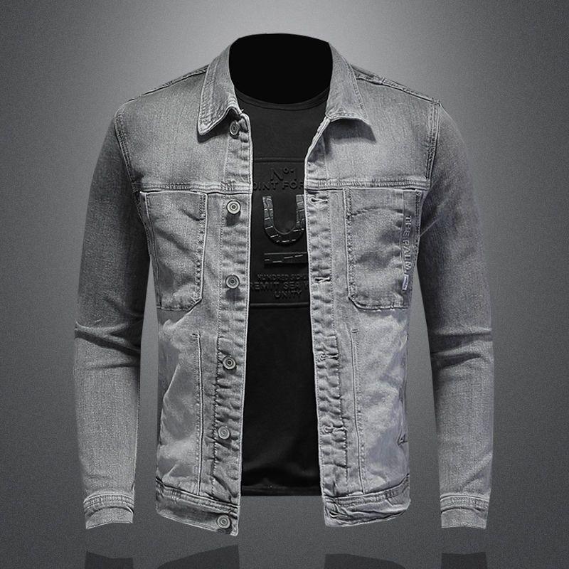 Áo Khoác Denim Nam, Thương Hiệu Thời Trang Châu Âu Và Mỹ Mùa Xuân Và Mùa Thu, Phong Cách Hàn Quốc, Ôm Sát, Áo Khoác Đi Xe Máy Haulage Thời Trang Ngầu Cổ Điển Mỹ, Dành Cho Nam Giới 1