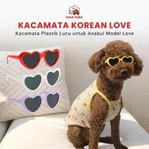 Rumah Anabul Kacamata Gaya Sunglasses untuk Anabul - Kacamata Korea Cosplay Anjing Kucing Plastik Bentuk Love - Pet Fashion Plastic Love Sunglassess