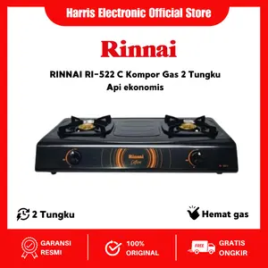 Rinnai Kompor Gas 2 Tungku RI-522C - Cooker Hob Hitam Ceflon Ri522C