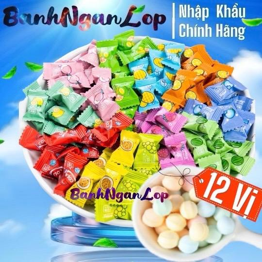 500G Kẹo Ngậm Trái Cây Vitamin C Không Đường 12 Vị Hương Trái Cây Mát Lạnh, Thơm Miệng Nhãn Hiệu Xiao Ke Ao La Ăn Vặt Snack Chua Food