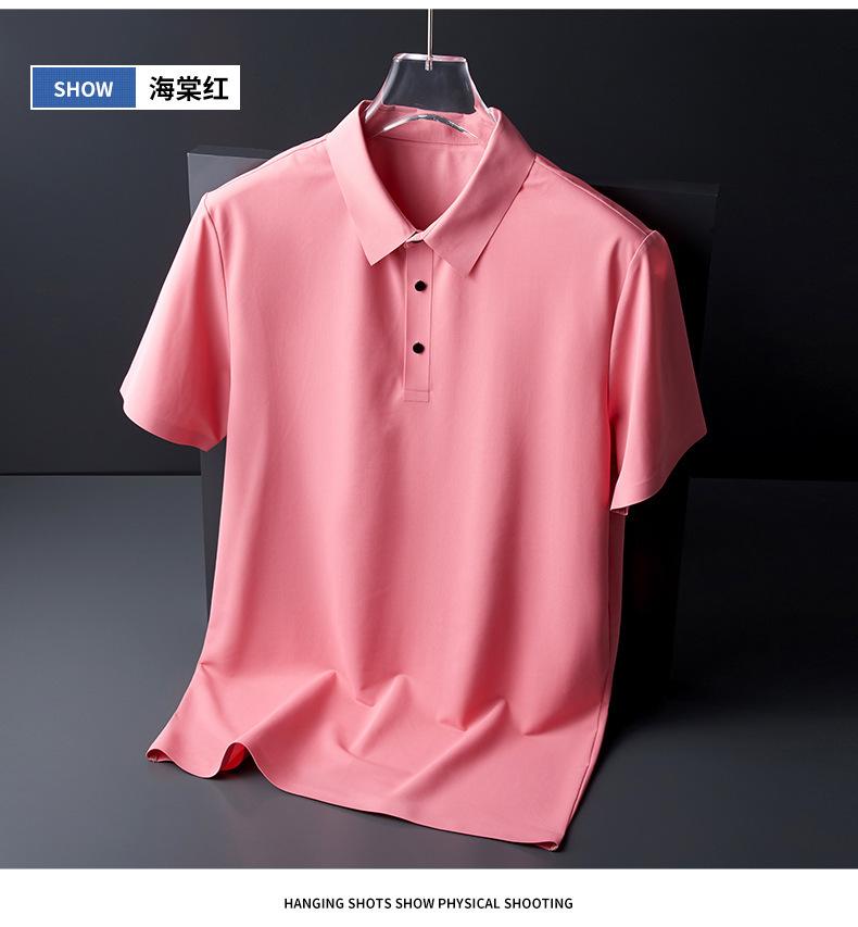 Product Introduction of áo hoodie zip Áo Polo, Không Đường May, Áo Thun Lụa Lạnh Mùa Hè, Dành Cho Nam Giới, Nhiều Màu, Mỏng, ngắn Tay đồ pijama nam 8