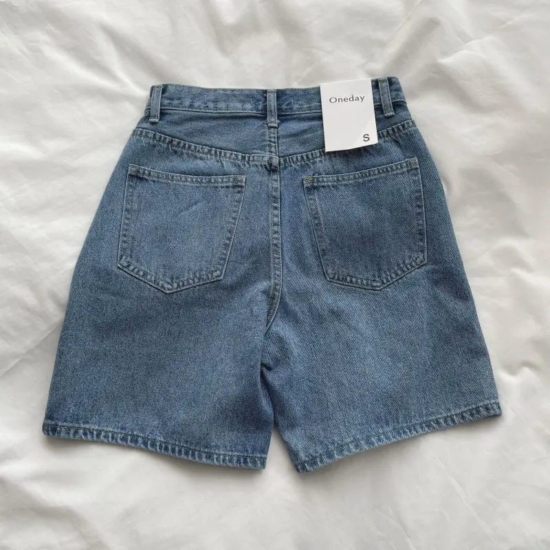 Retro Wide-Leg Denim Shorts Womens Summer New High Waist Slimming Baggy Straight Trousers Bermuda Shorts Fifth Pants