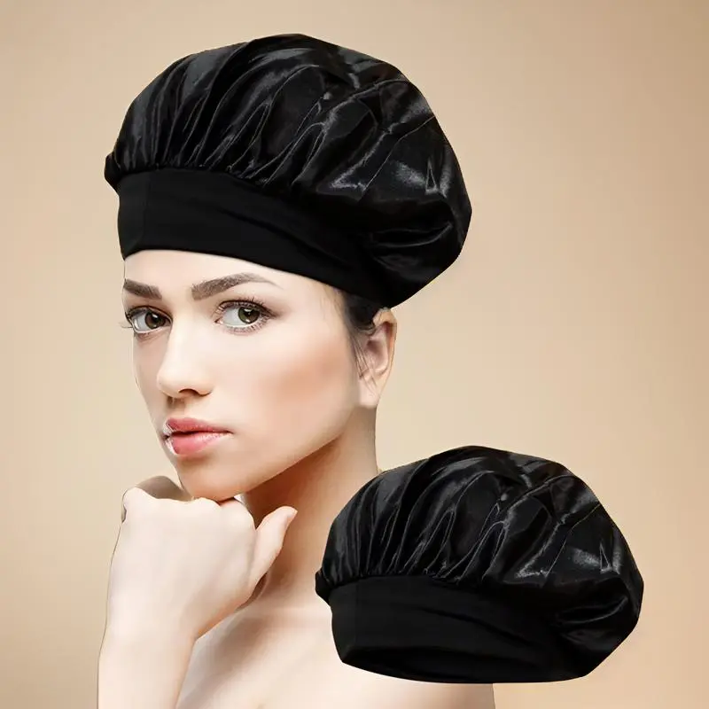 Satin Bonnet for Sleeping, 1 Count Silk Satin Night Sleep Hat, Soft Head Cover, Elastic Nightcap for Long Curly Hair, Beauty Hair Care Cap, Shower Cap, Protects Hairstyles & Prevents Hair Tangling, Heatless Styling Tool