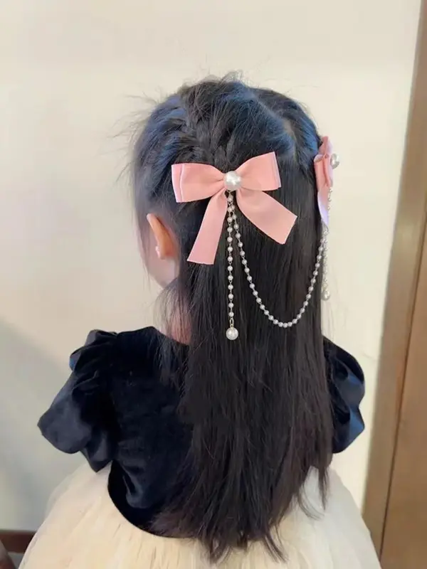 Faux Pearl Decor Bow Hair Clip, Cute Tassel Design Temperament Hair Clip, Trendy All-match & Exquisite Hair Accessories for Women & Girls, Barrettes 2
