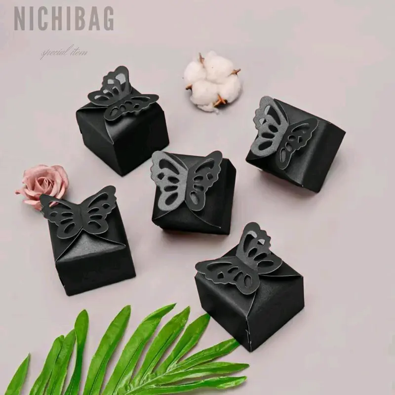 SOLID BUTTERFLY DECOR GIFT BOX 6×6 Black Kertas 4