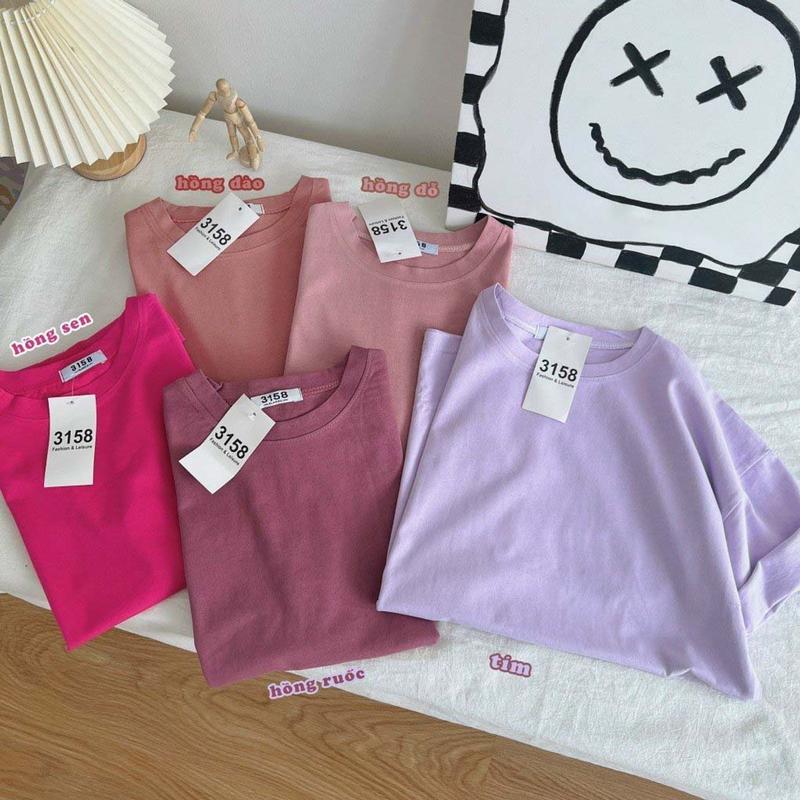 Áo thun YUSTUDIO áo thun 3158 chất cotton khô áo phông form rộng tay lỡ mẫu Trơn