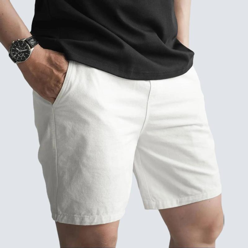 Quần Short Kaki HMM Form Trên Gối Co Giãn Lưng Thun Thoải Mái Menswear Nam Nhung Kem baggy clothes quan