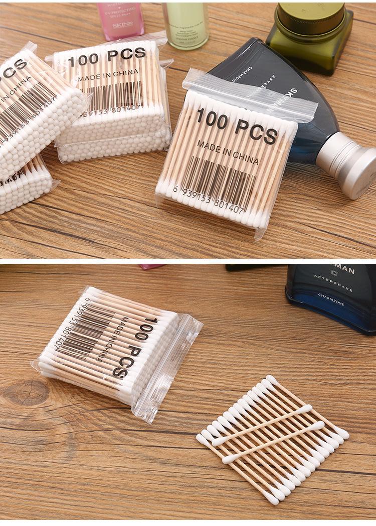 Product Introduction of Double-Headed Wooden Stick Cotton Swab Disposable Tampon Ear Picking Makeup Makeup Removal Cotton Swab Stick 6