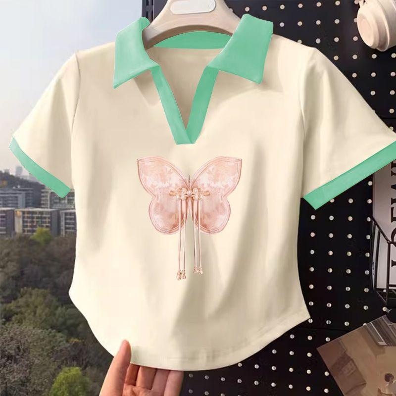 Product Introduction of Áo Polo Có Ve Áo Trung Quốc Cho Bé Gái, Hàng Mới Về Năm 2024, Quần Áo Mùa Hè Cho Trẻ Em, Phong Cách Dân Tộc, Áo Thun ngắn Tay Áo, Hợp Xu hướng, Áo Sơ Mi Bé Gái 3