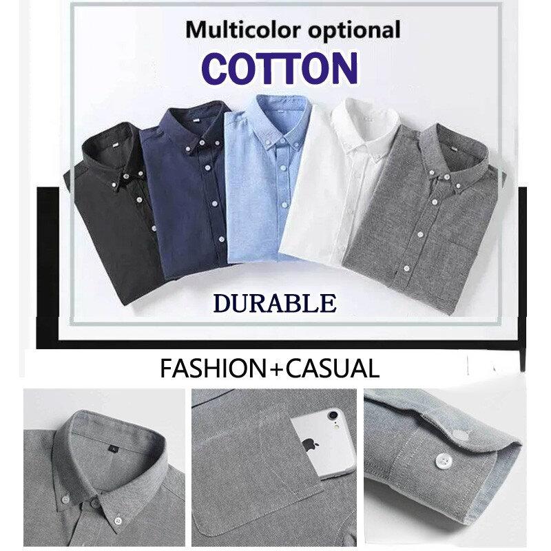 Áo Sơ Mi Nam, Vải Oxford, Dài Tay, Trang Trọng, Dáng Ôm, Phong Cách Hàn Quốc, Thiết Kế Đơn Giản, Ngoại Cỡ (M-5XL), Áo Sơ Mi Thường Ngày Cho Nam, Quần Áo Nam, Baju Lelaki 6