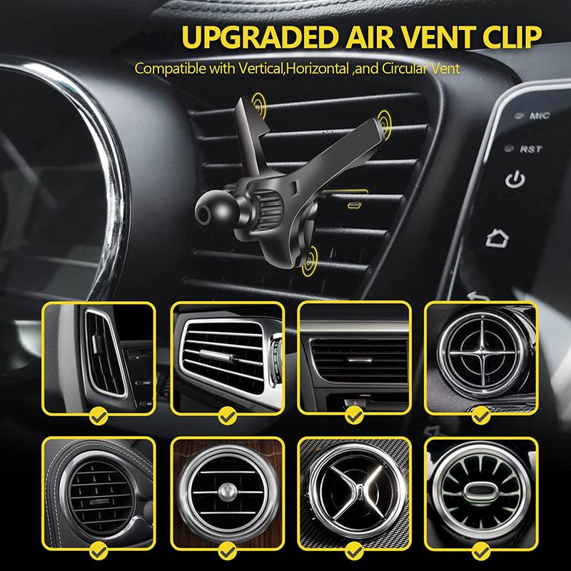 Car Air Vent Clip Cell Phone Holder Universal 17mm Ball Head Car Air Outlet Hook Clamp Accessories For Magnet Car Phone Bracket Smartphone Cellphones Mount Stand 4