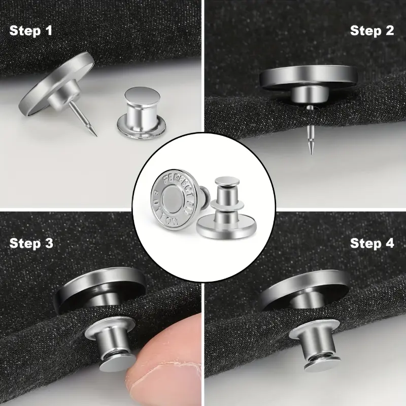 6pcs Silvery Letter Waist Button Multifunctional Detachable Button Jeans Skirt Waist Adjustment Big Change Small Jeans Fixed Button No Nail Button 3