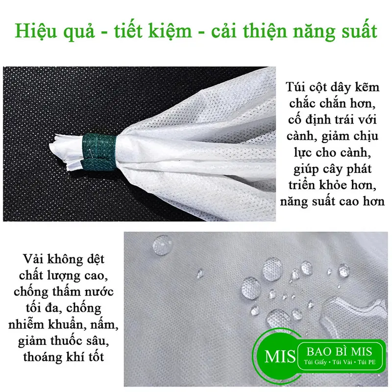 Set 100 Túi bọc trái cây chống côn trùng vải không dệt BAO BÌ MIS, túi bọc bưởi, bao bọc ổi, xoài, mãng cầu, na, mận 4
