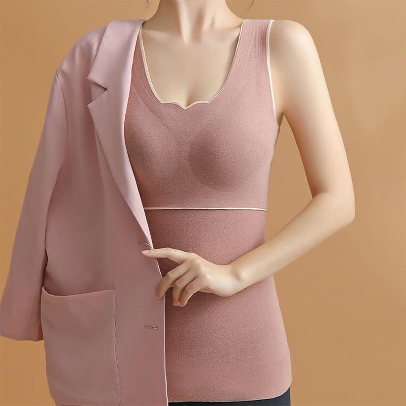 Áo Vest Giữ Nhiệt, Dành Cho Nữ, Mùa Thu Và Mùa Đông, Nhồi Bông Dày Dặn, Không Tay, Cổ Chữ V, Dáng Ôm, Có Đệm, Áo Chui Đầu, Mềm Mại, Không Dây, Quần Lót Co Giãn, Áo Ba Lỗ 5