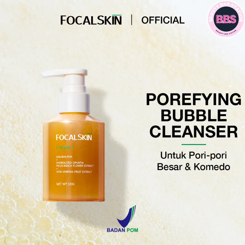 FOCALSKIN Porefying Bubble Cleanser Facial Wash Sabun Cuci Muka Membersihkan Komedo 120g | Pembersih Wajah | FS-C10 Acid Extract 0