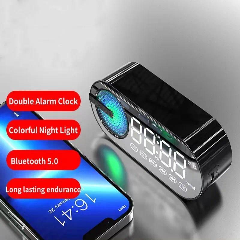 Mini Wireless Bluetooth Speaker LED Plastic  Alarm Clock Multifunctional Stereo Speaker  Smartphone TF Card FM Colorful Lighting  Portable Small Alarm Clock Audio 4