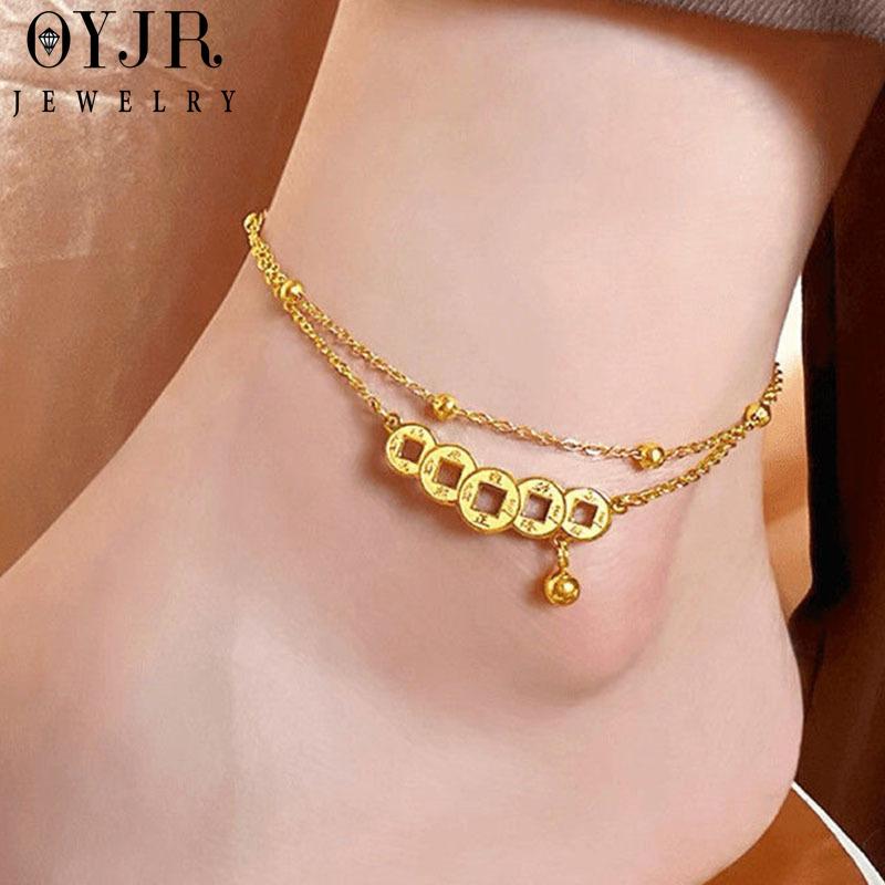 OYJR Vòng Chân Đồng Xu Thép Titan, Lắc Chân Nữ Trang Sức Phụ Kiện,quà Tặng Bạn Thân Nữ