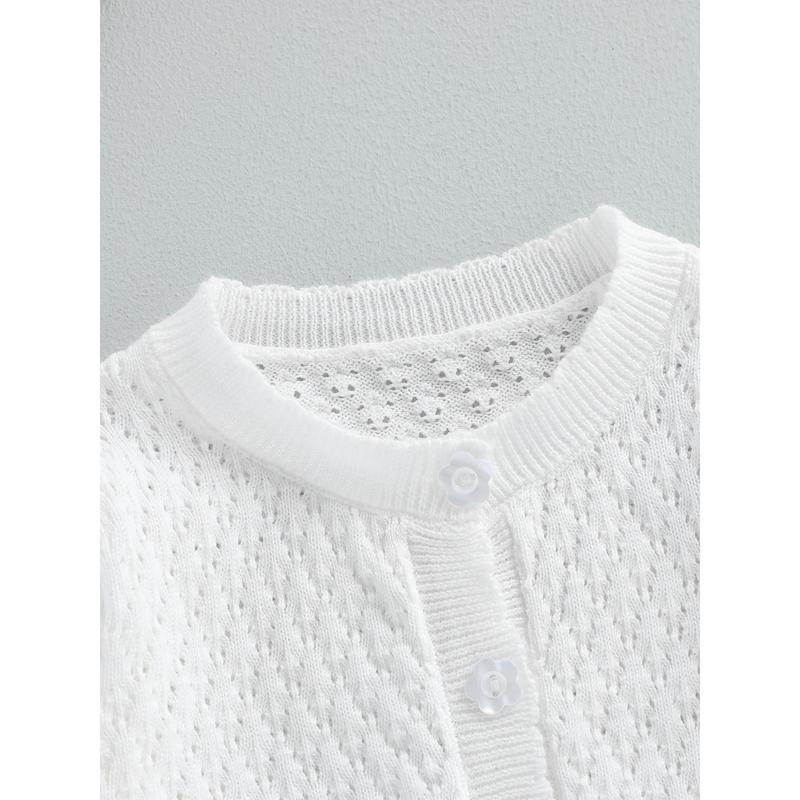 Baby Girls Knit Sweater, Long Sleeve Button-down Toddler Cardigan Fall Winter Clothes for Casual Daily 4