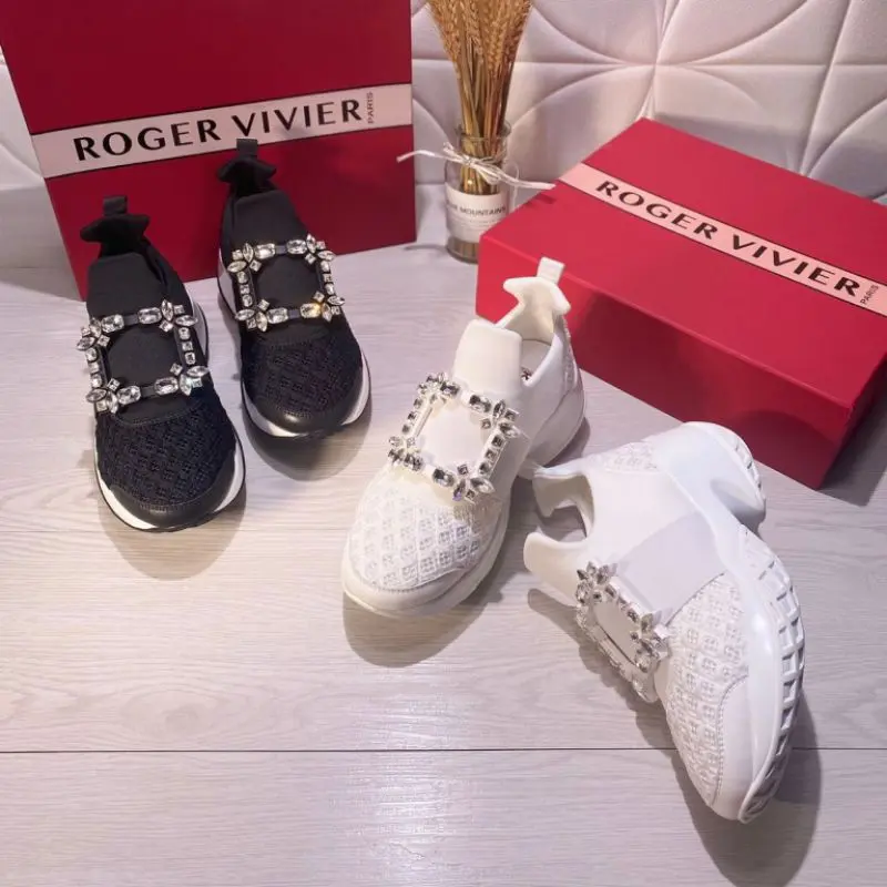 Sepatu Sneaker Wanita Super Mirror R0ger Viv Diamond Sneakers Shoes 4126