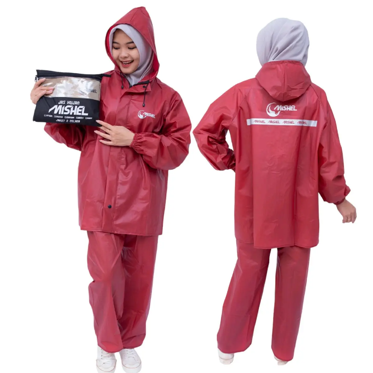 MISHEL JAS HUJAN MOTOR MURAH BERKUALITAS JAKET CELANA PRIA WANITA DEWASA Pvc