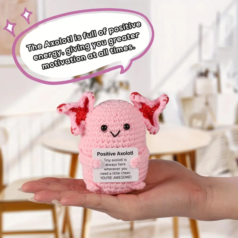 Cute Axolotl Crochet Kit, 2 Counts/set Crochet Kit, Soft Emotional Support Mini Axolotl Crochet Toy, Uplifting Knitting Toy, Birthday Gift 5