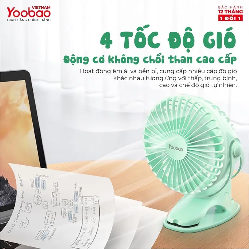 Quạt Sạc Mini Yoobao Dung lượng cao nhất 6400mah dùng được 32 tiếng liên tục Phụ Kiện Usb 3