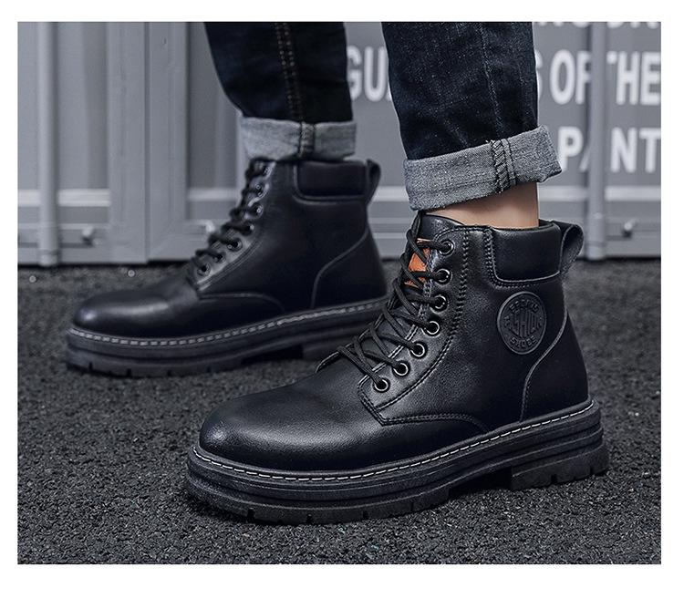 Product Introduction of Men's Korean Style Genuine Leather Big Toe Boots PU Versatile Trendy Boots Wear-resistant Non-slip Travel Worry-free 13