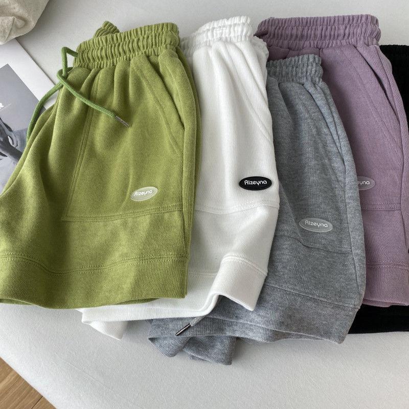 2024 High waisted slimming casual sports shorts for women's new Korean loose wide leg drawstring A-line pants 0