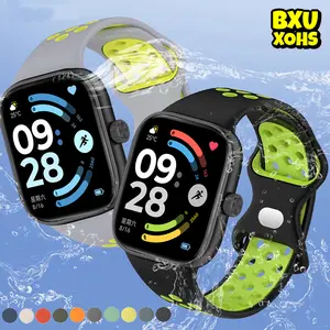 Silicone Rubber Band Strap for Redmi Watch 6 / Redmi Watch 5 / Redmi Watch 4 Strap Tali Jam Tangan Smartwatch for Xiaomi Mi Band 8 Pro / Mi Band 9 Pro Strap Sport Original Replacement Belt Bracelet Wristband Accessories