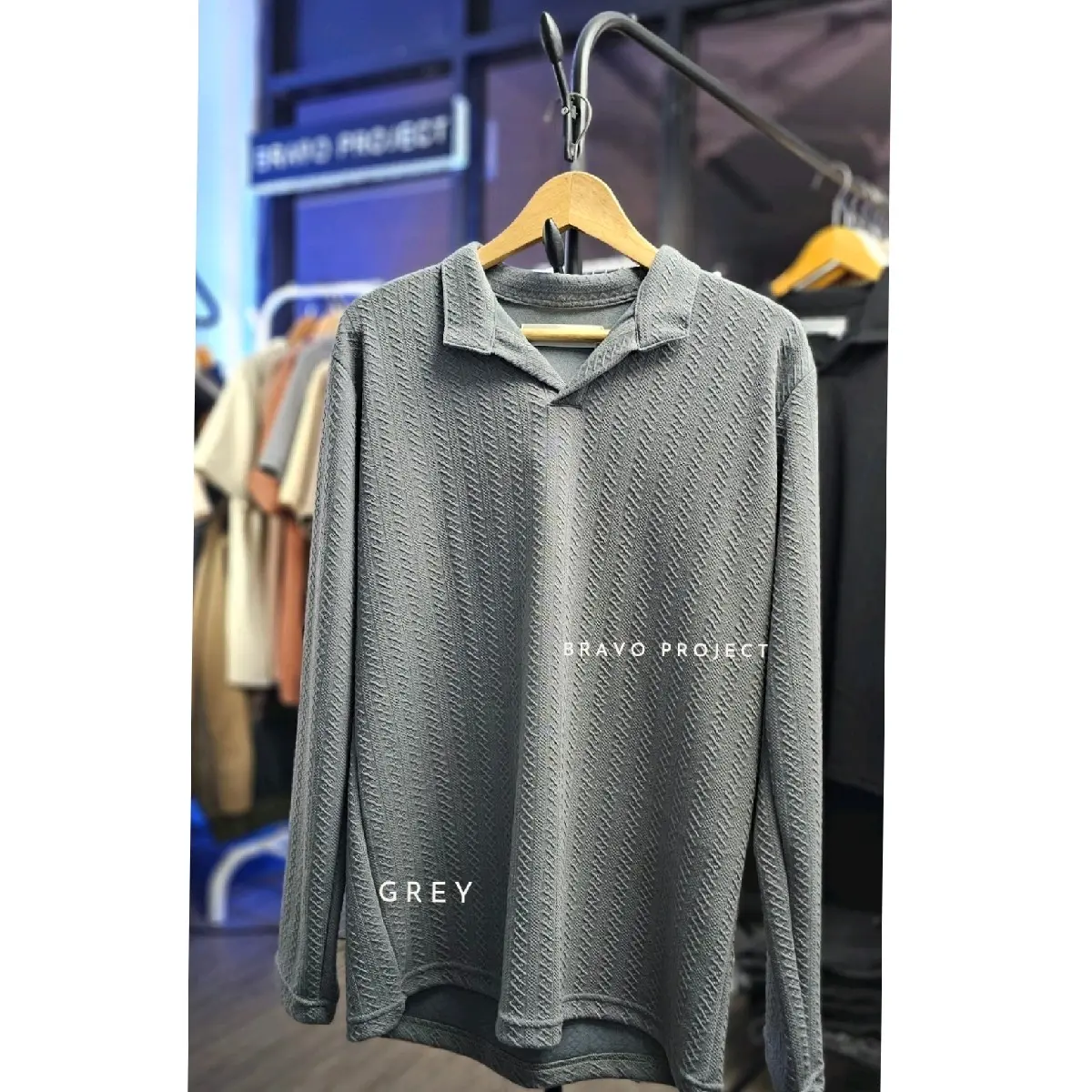 Bravo Project Kaos Polo Shirt LENGAN PANJANG Premium Knit Stretch Smith Series