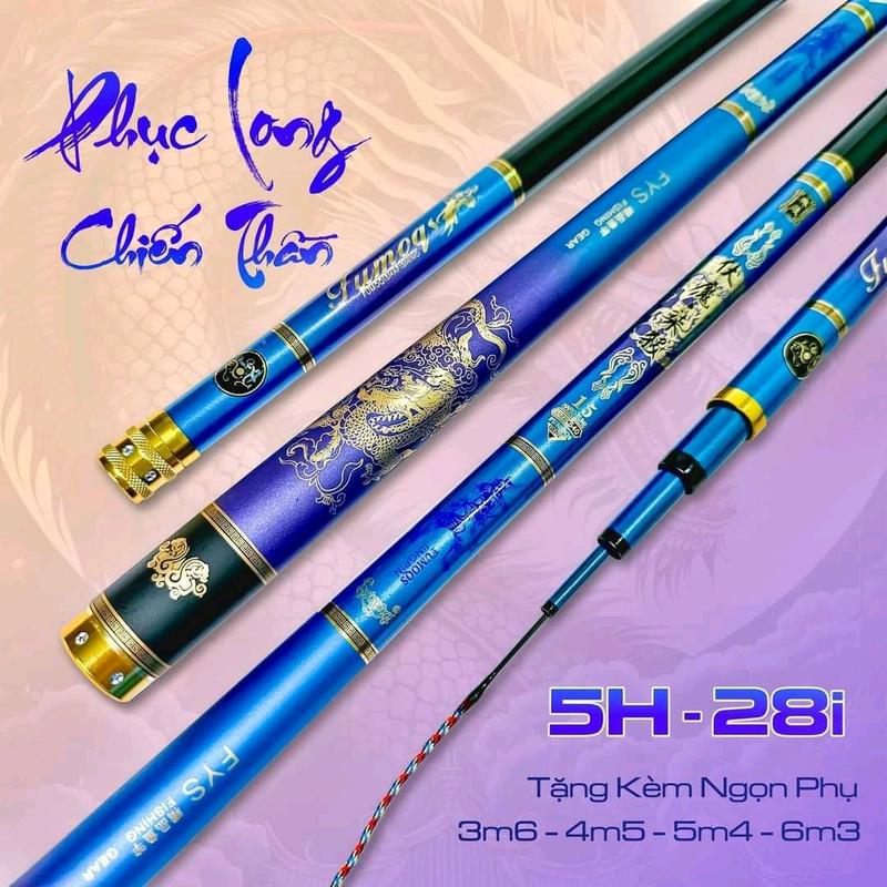 Cần câu tay phục long chiến thần 5h + 4 quà tặng phao trục thẻo ngọn Fishing Carbon Đi Câu Bắt Cá Câu Cá