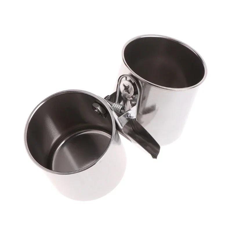 Product Introduction of 1 Set Bird Feeder Cup with Clamp Stainless Steel Double Feeding Dish Food & Water Bowl for Parrots African Greys Budgies 2