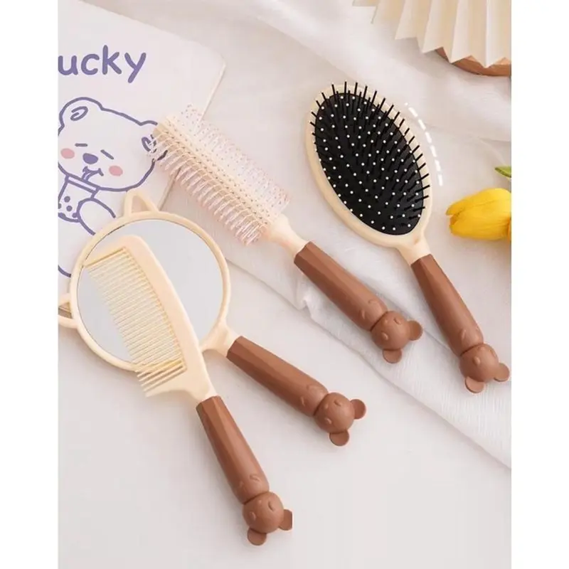 ￼Bộ 3-4 cây lược chải tóc gỡ rối cute phô mai que dành cho nữ- phụ kiện tóc ( tai gấu hoặc thỏ) Women 4