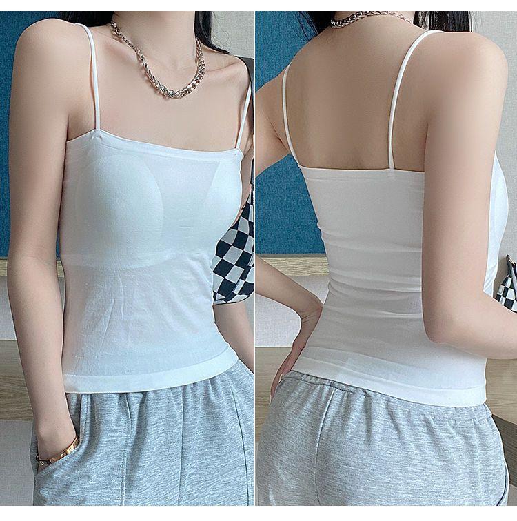 Product Introduction of Seamless Beauty Back Bandeau Camisole Women's Integrated Fixed Chest Pad Inner and Outer Wear Spaghetti Straps Chest Wrap Bottoming Vest Women 14