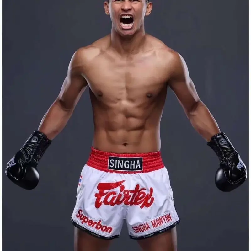 Muay Thai-Fairtex Unisex Bo MMA Training Gym Shorts Kickbo Fight Sport Fiess Pants for Adults
