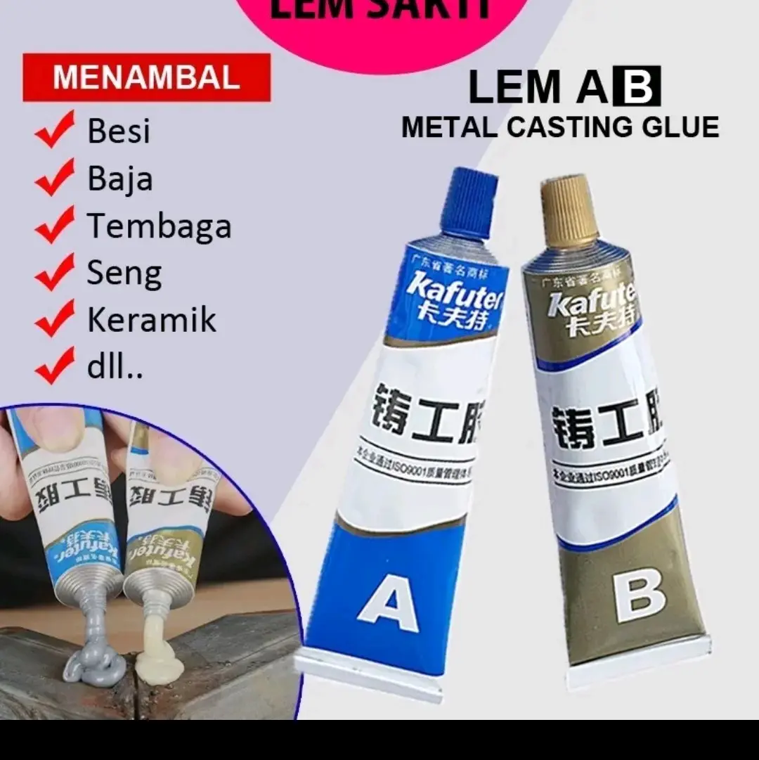 Lem AB Epoxy Lem Anti Bocor Penambal Besi