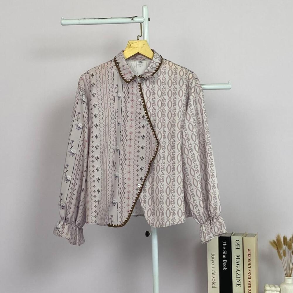 [ready stock]Asaya Atasan Kemeja Pakaian Wanita Motif Bergaris Mode Korea Terbaru