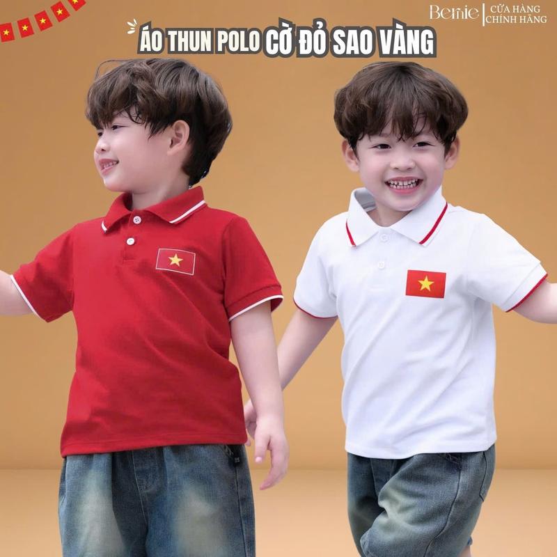 Áo thun polo Lá cờ đỏ sao vàng em bé Việt Nam tay ngắn unisex bé trai bé gái 9-28kg BERNIE H0725A41