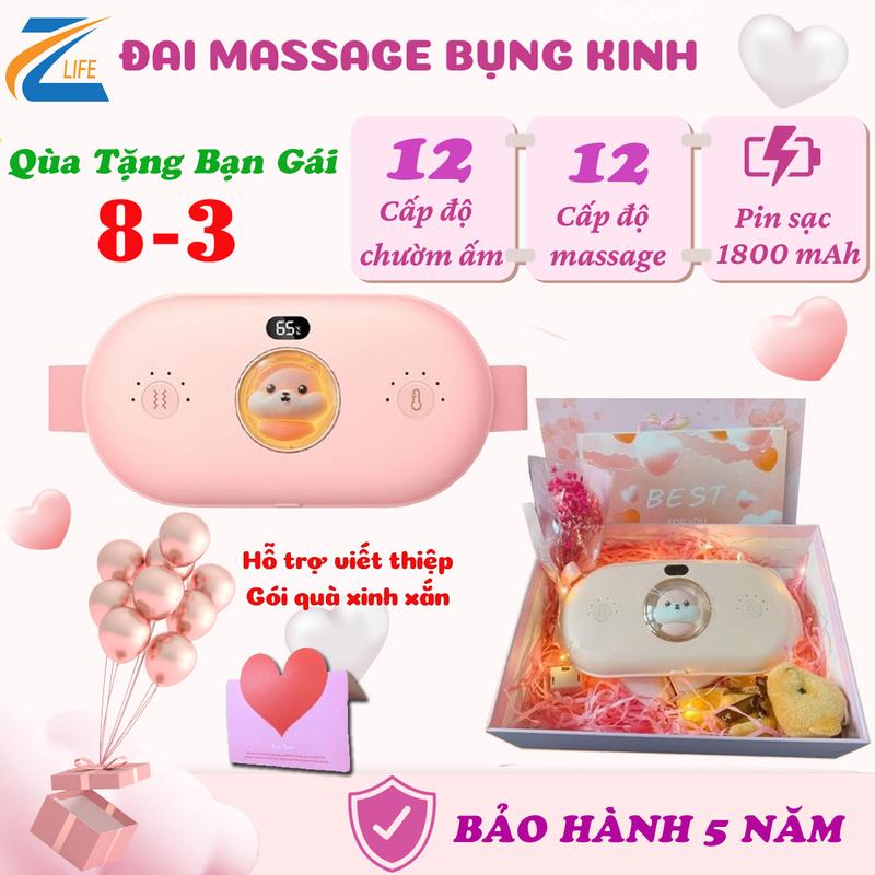 (QUÀ TẶNG Ý NGHĨA) Máy massage chườm ấm bụng Zlife, Đai chườm nóng có 12 chế độ rung, 12 chế độ nhiệt, Máy mát xa bụng cho phụ nữ tới kì dâu. Gợi ý set quà ý nghĩa và tâm lý cho người thân