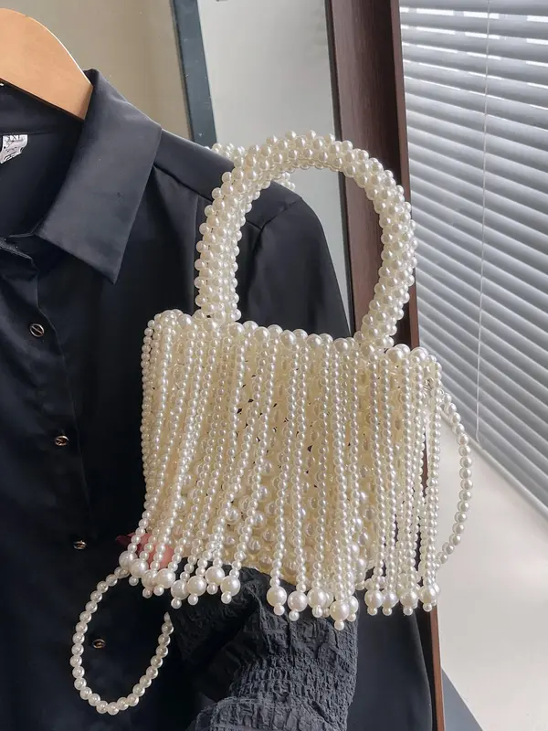 Fashionable Handmade Beaded Design Handbag, Casual Cute Style Shoulder Bag for Women, Trendy All-match Bag for Daily Use 4