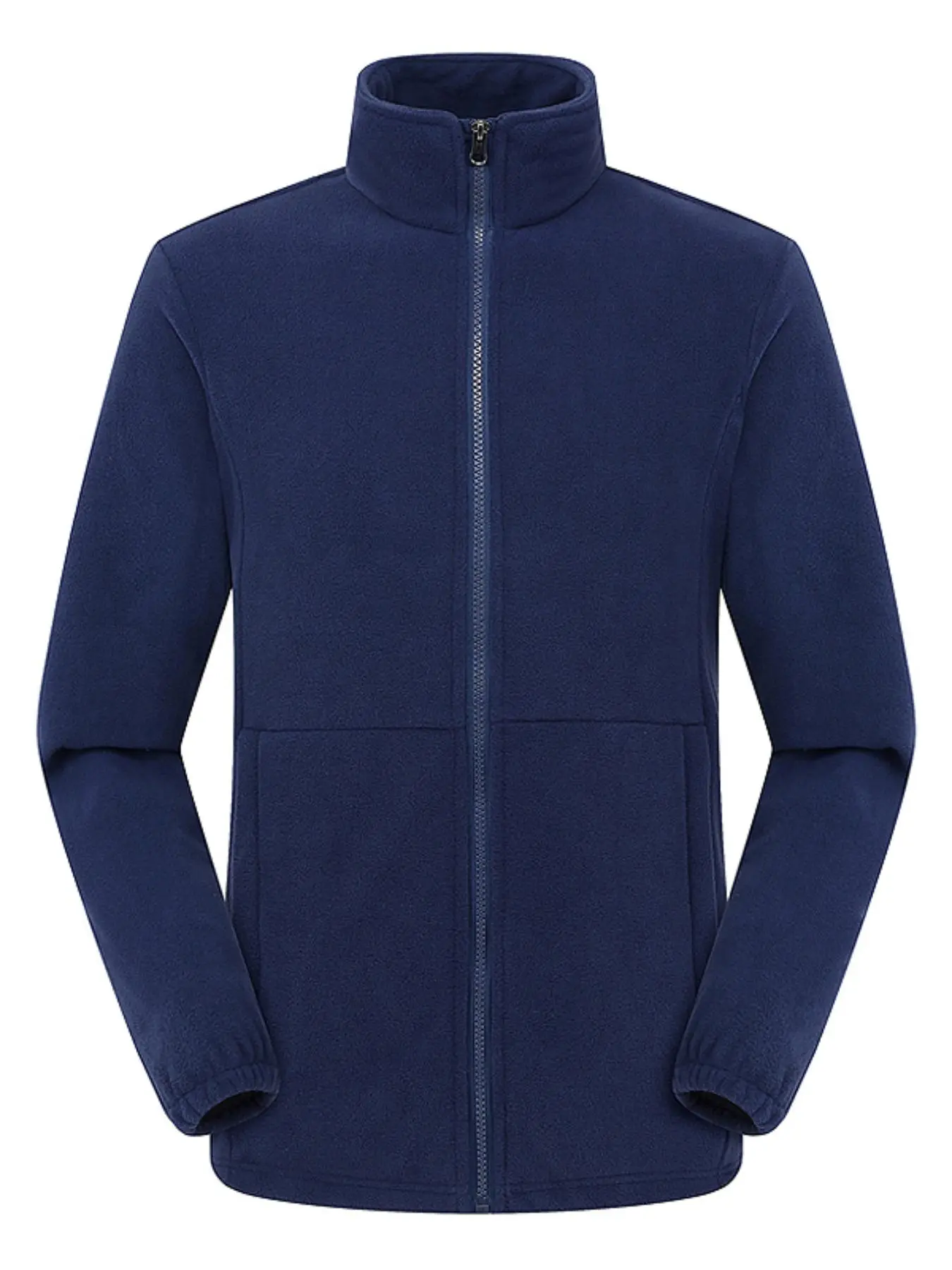 Men's Solid Color Zip Up Polar Flee Lined Ski Jacket, Windproof Warm Long Sleeve Outerwear for Hiking Climbing Camping Skiing Running, Men's Sportswear for Winter