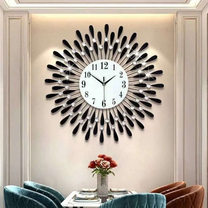 TaffHOME Jam Dinding 3D Quartz Clock Creative Luxury Diamond 38cm - H74 0