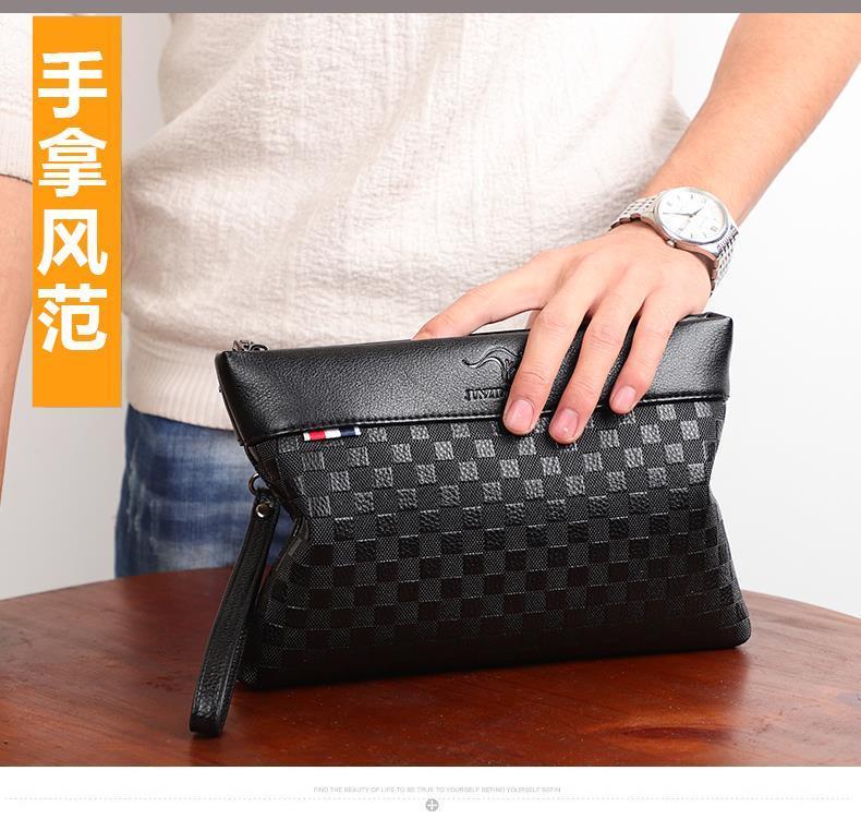 Product Introduction of Men's Handbag Large Capacity Clutch Soft Leather Clutch Men's Envelope Bag Japanese and Korean Portable Wallet Clip Bag Fashion Brand 5